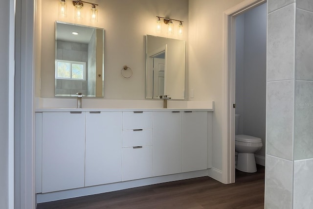 8830 N Salina Dr, Citrus Springs, FL 34434 - bathroom featuring double vanity and wood finished floors