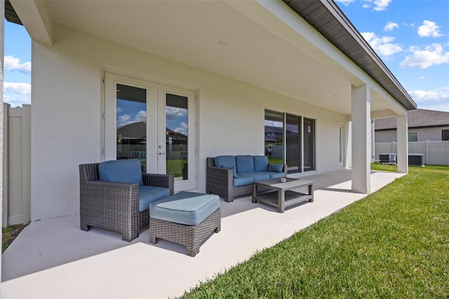 2011 Soaring Oak Way, Winter Park, FL 32792 - view of patio / terrace with french doors, outdoor lounge area, and fence