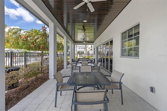 2011 Soaring Oak Way, Winter Park, FL 32792 - view of patio / terrace featuring ceiling fan, fence, and outdoor dining space
