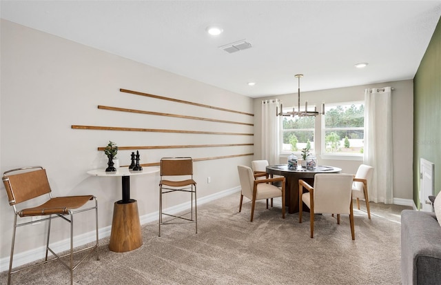 15446 Orchard Garden St, Winter Garden, FL 34787 - carpeted dining space featuring recessed lighting, baseboards, a chandelier, and visible vents