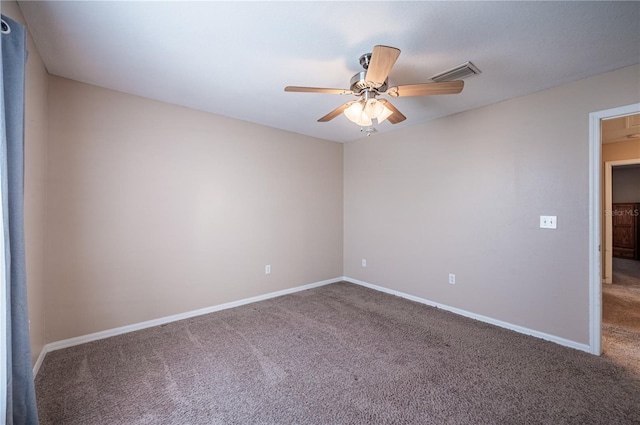 31028 Baclan Dr, Wesley Chapel, FL 33545 - empty room with baseboards, ceiling fan, visible vents, and carpet