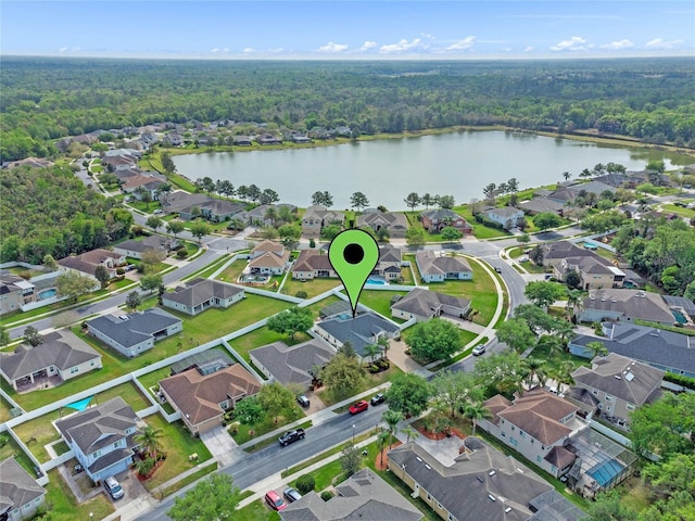 bird's eye view featuring a residential view and a view of trees