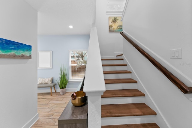 412 5th Ave S, Jacksonville Beach, FL 32250 - staircase with baseboards, recessed lighting, and wood finish floors