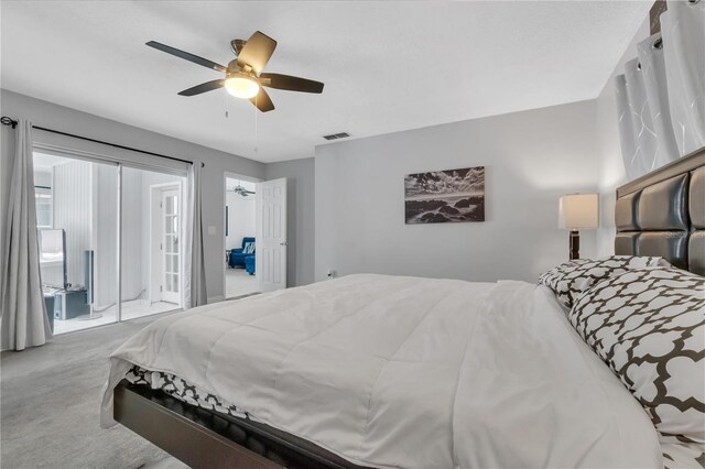8720 Larwin Ln, Orlando, FL 32817 - carpeted bedroom with access to exterior, visible vents, and a ceiling fan