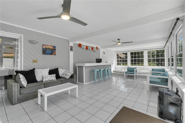 8720 Larwin Ln, Orlando, FL 32817 - living area with light tile patterned flooring and ceiling fan