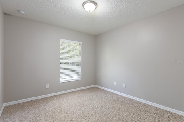 carpeted spare room with baseboards and a textured ceiling