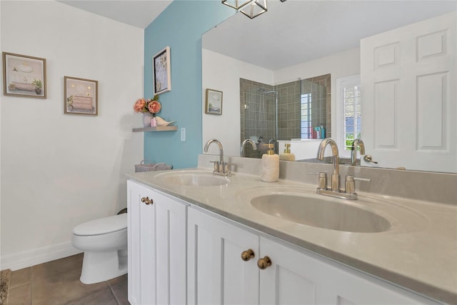 1510 Pier St, Clermont, FL 34711 - full bath with a stall shower, toilet, tile patterned flooring, and a sink