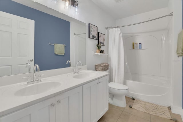 1510 Pier St, Clermont, FL 34711 - bathroom featuring tile patterned floors, shower / bath combo, toilet, and a sink