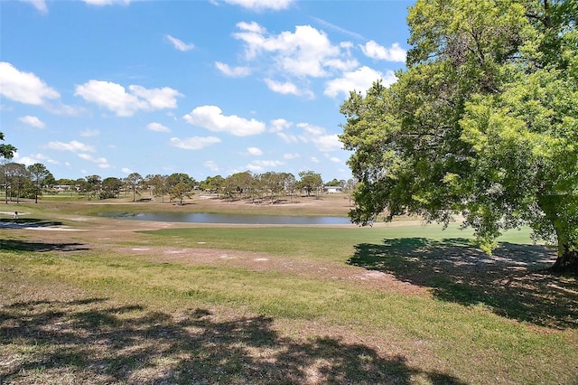 view of yard with a water view
