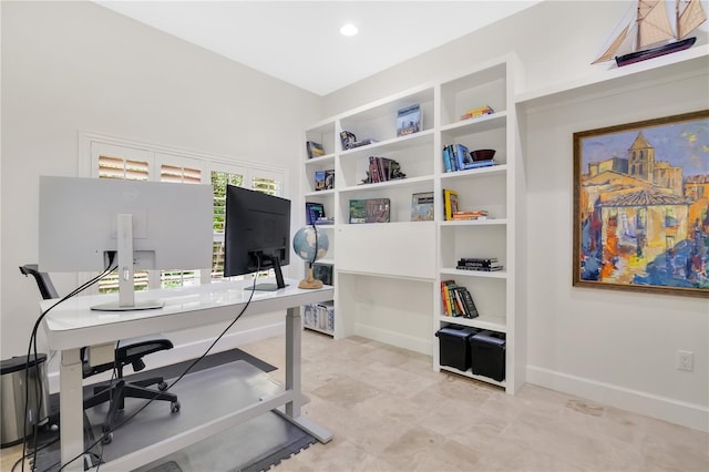 1560 Woodland Ave, Winter Park, FL 32789 - home office featuring built in features, baseboards, and recessed lighting
