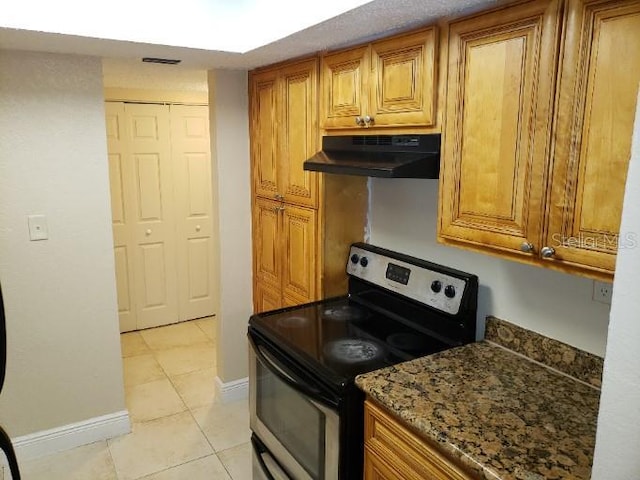 4779 S Texas Ave Unit 4779C, Orlando, FL 32839 - kitchen featuring brown cabinets, stainless steel range with electric cooktop, and under cabinet range hood