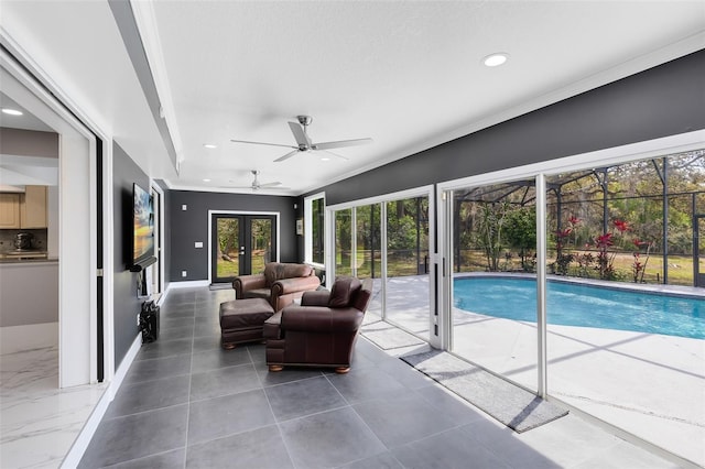 835 Dyson Dr, Winter Springs, FL 32708 - view of swimming pool with a ceiling fan and french doors