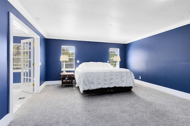 835 Dyson Dr, Winter Springs, FL 32708 - bedroom featuring ornamental molding, a textured ceiling, and carpet