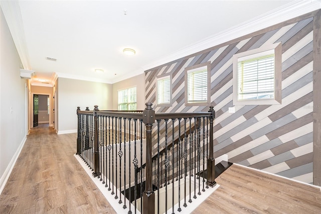 9330 Meadow Hunt Way, Winter Garden, FL 34787 - stairway featuring crown molding and wood finished floors