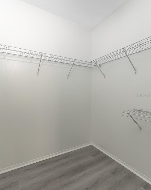spacious closet with wood finished floors