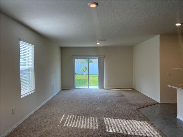 3009 Tansy St, Tavares, FL 32778 - carpeted spare room featuring baseboards, a textured ceiling, and tile patterned flooring