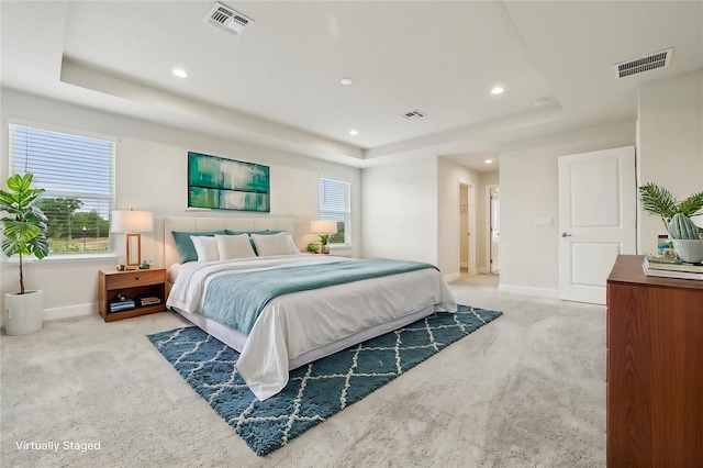 2785 Park Ridge St, Apopka, FL 32712 - bedroom featuring carpet floors, a tray ceiling, recessed lighting, and multiple windows
