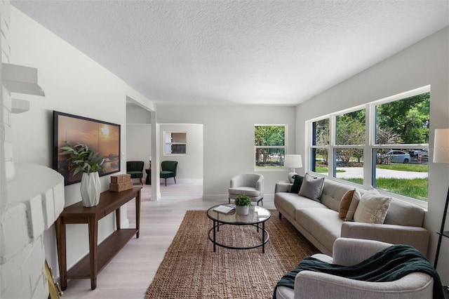 239 S Lake Cortez Dr, Apopka, FL 32703 - living room with light wood-style floors and a textured ceiling
