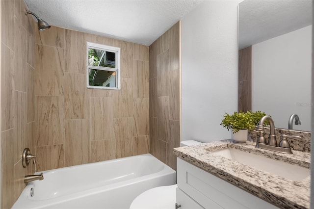 239 S Lake Cortez Dr, Apopka, FL 32703 - bathroom with shower / tub combination, vanity, toilet, and a textured ceiling
