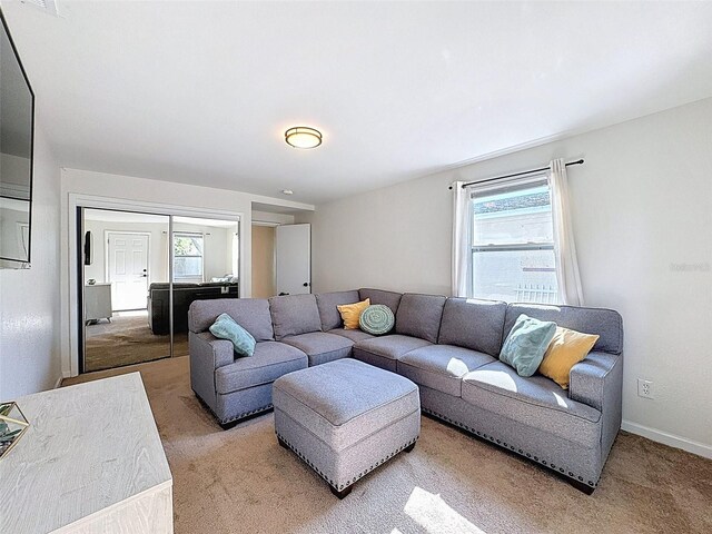 1121 49th Ave N, Saint Petersburg, FL 33703 - living room featuring light colored carpet and baseboards