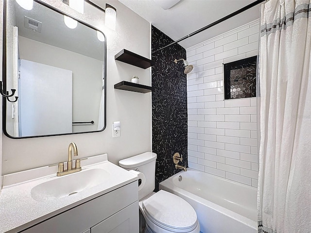 1121 49th Ave N, Saint Petersburg, FL 33703 - full bath featuring visible vents, toilet, vanity, and shower / bathtub combination with curtain