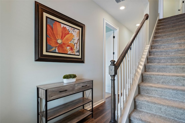 12330 Koshiba Aly, Orlando, FL 32827 - staircase with recessed lighting, baseboards, visible vents, and wood finished floors