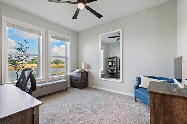 12330 Koshiba Aly, Orlando, FL 32827 - office area featuring carpet, baseboards, and ceiling fan