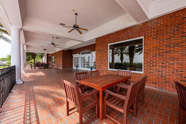 39900 Bayview Dr, Lady Lake, FL 32159 - view of patio with visible vents, outdoor dining area, and ceiling fan