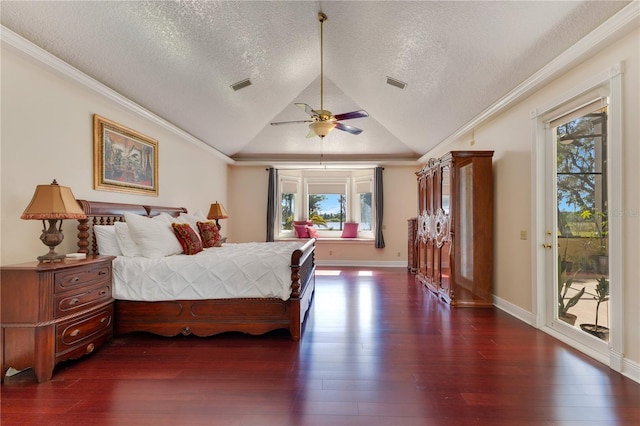2910 Frontier Dr, Kissimmee, FL 34744 - bedroom with dark wood-type flooring, lofted ceiling, and visible vents
