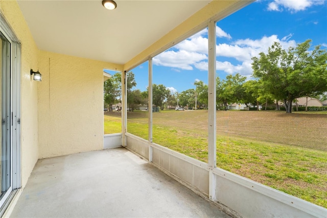 view of unfurnished sunroom