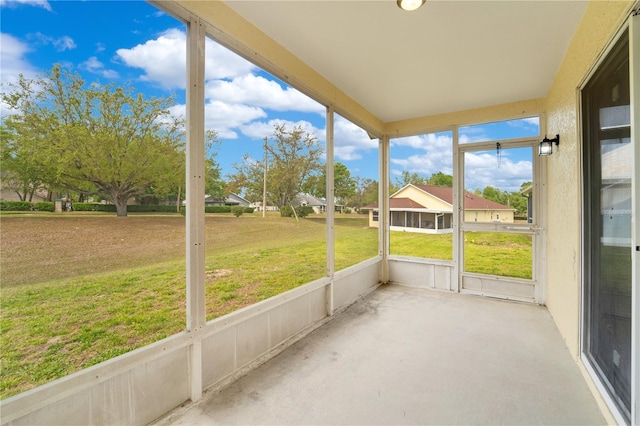 view of unfurnished sunroom
