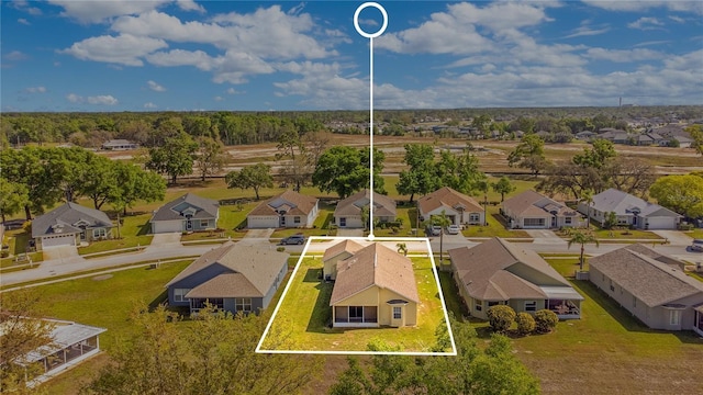 aerial view with a residential view