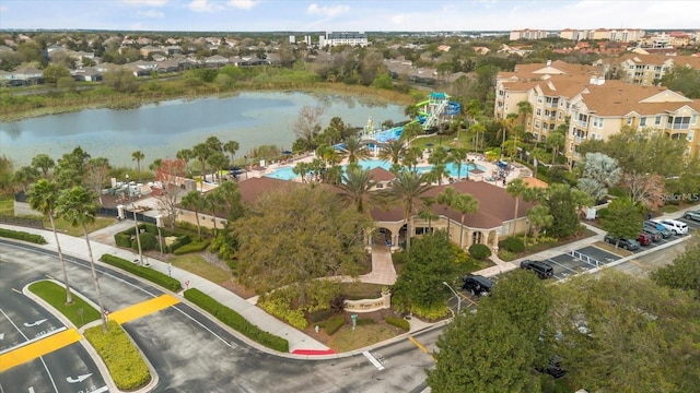 bird's eye view featuring a water view