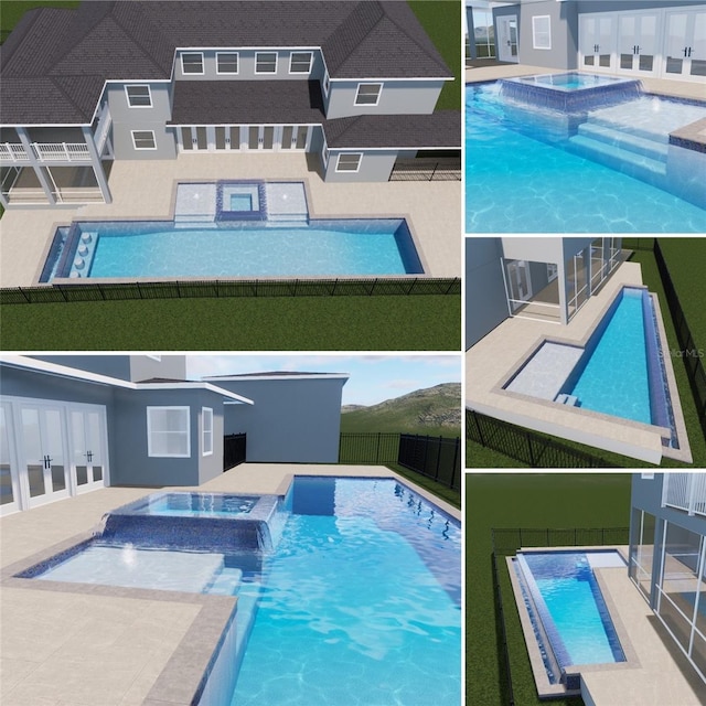1224 Union Club Dr, Winter Garden, FL 34787 - view of pool featuring a pool with connected hot tub and french doors
