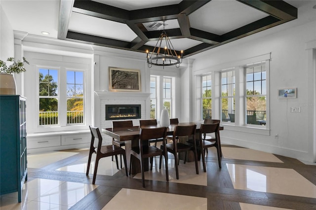 1224 Union Club Dr, Winter Garden, FL 34787 - tiled dining area featuring inlaid floor details, healthy amount of natural light, coffered ceiling, and recessed lighting