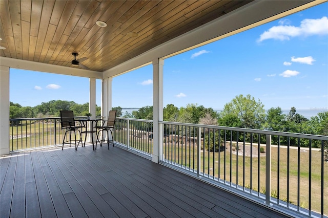 1224 Union Club Dr, Winter Garden, FL 34787 - deck featuring ceiling fan and view of wooded area