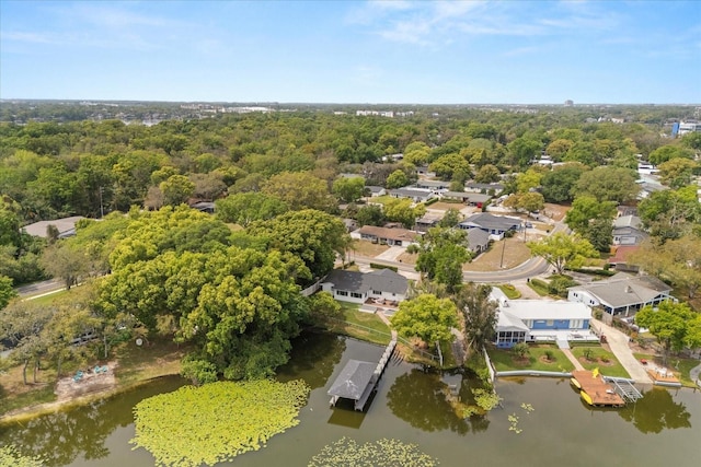 201 Cedarwood Dr, Maitland, FL 32751 - bird's eye view with a residential view, a water view, and a wooded view