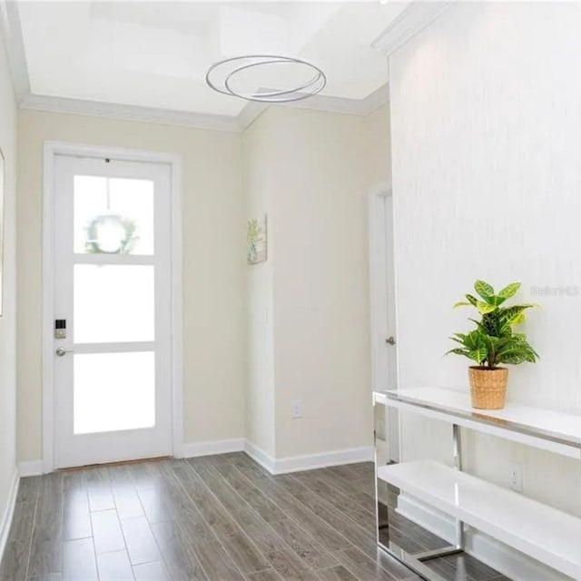 14711 Winter Stay Dr, Winter Garden, FL 34787 - entrance foyer featuring ornamental molding, wood finished floors, and baseboards