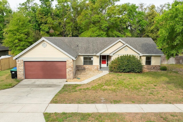 2132 Majestic Woods Blvd, Apopka, FL 32712 - ranch-style home with a front lawn, fence, a garage, and concrete driveway