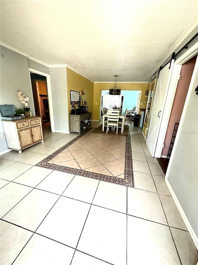 1098 Henry Balch Dr, Orlando, FL 32810 - corridor with crown molding, a textured ceiling, baseboards, and light tile patterned flooring