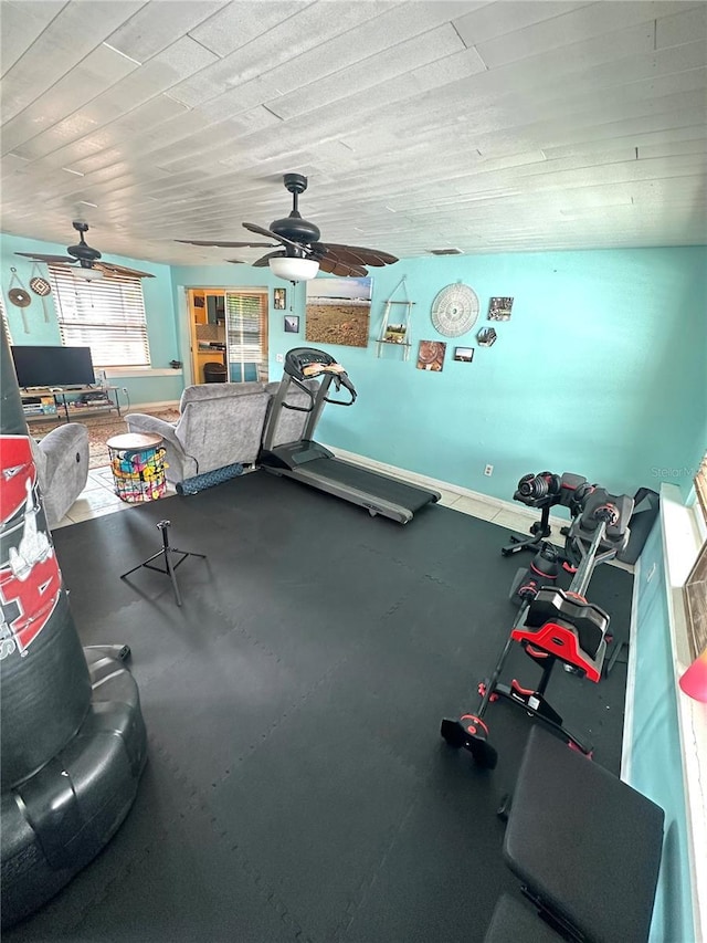 1098 Henry Balch Dr, Orlando, FL 32810 - interior space featuring baseboards, wood ceiling, and ceiling fan