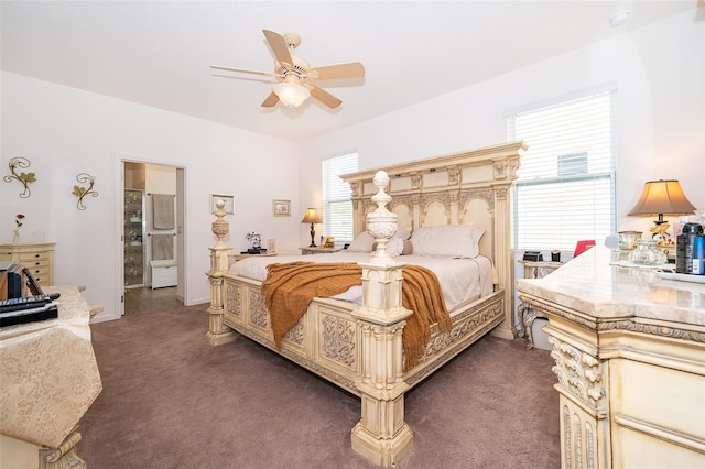 2289 Aloe Aly, Apopka, FL 32703 - bedroom with dark carpet and ceiling fan