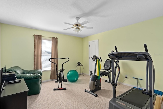 920 Nola Dr, Ocoee, FL 34761 - exercise area with ceiling fan and carpet flooring