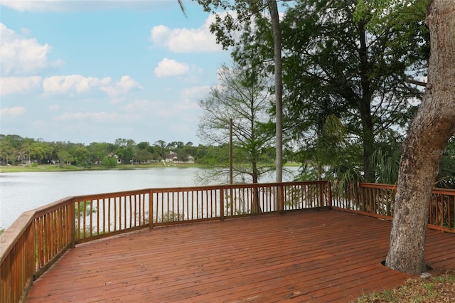 deck with a water view