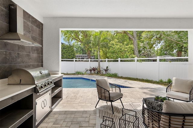 2408 Lafayette Ave, Winter Park, FL 32789 - view of patio / terrace with a grill, area for grilling, a fenced backyard, and a fenced in pool