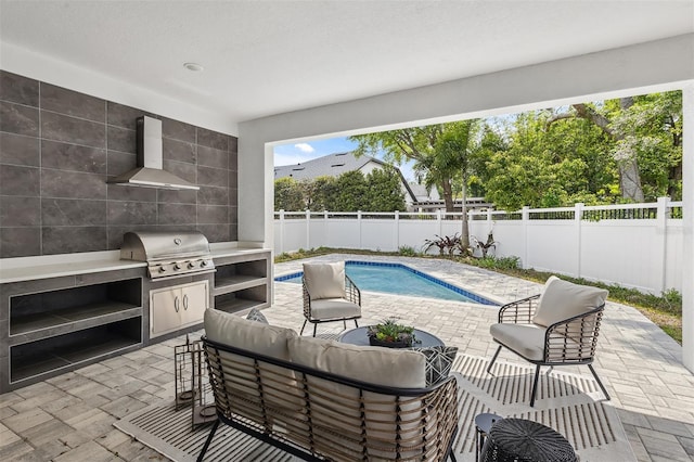 2408 Lafayette Ave, Winter Park, FL 32789 - exterior space featuring a fenced backyard, grilling area, an outdoor living space, and a patio