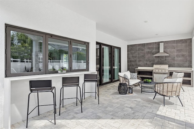 2408 Lafayette Ave, Winter Park, FL 32789 - view of patio with a grill, an outdoor living space, outdoor dry bar, and french doors