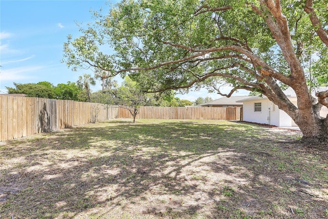 view of yard featuring a fenced backyard