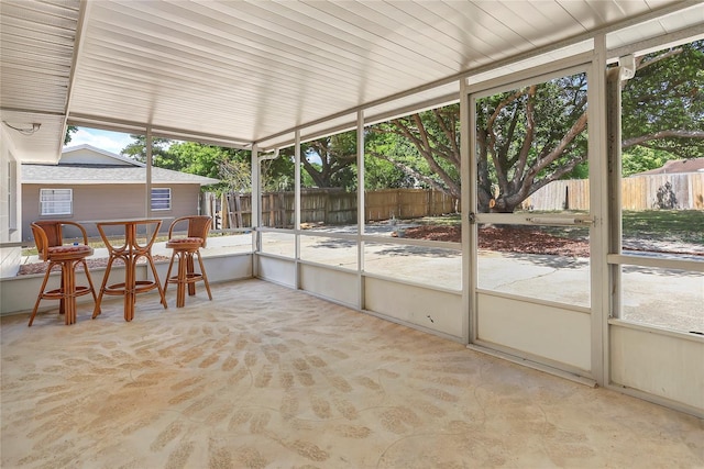 view of unfurnished sunroom