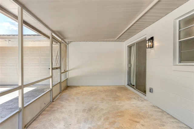 view of unfurnished sunroom